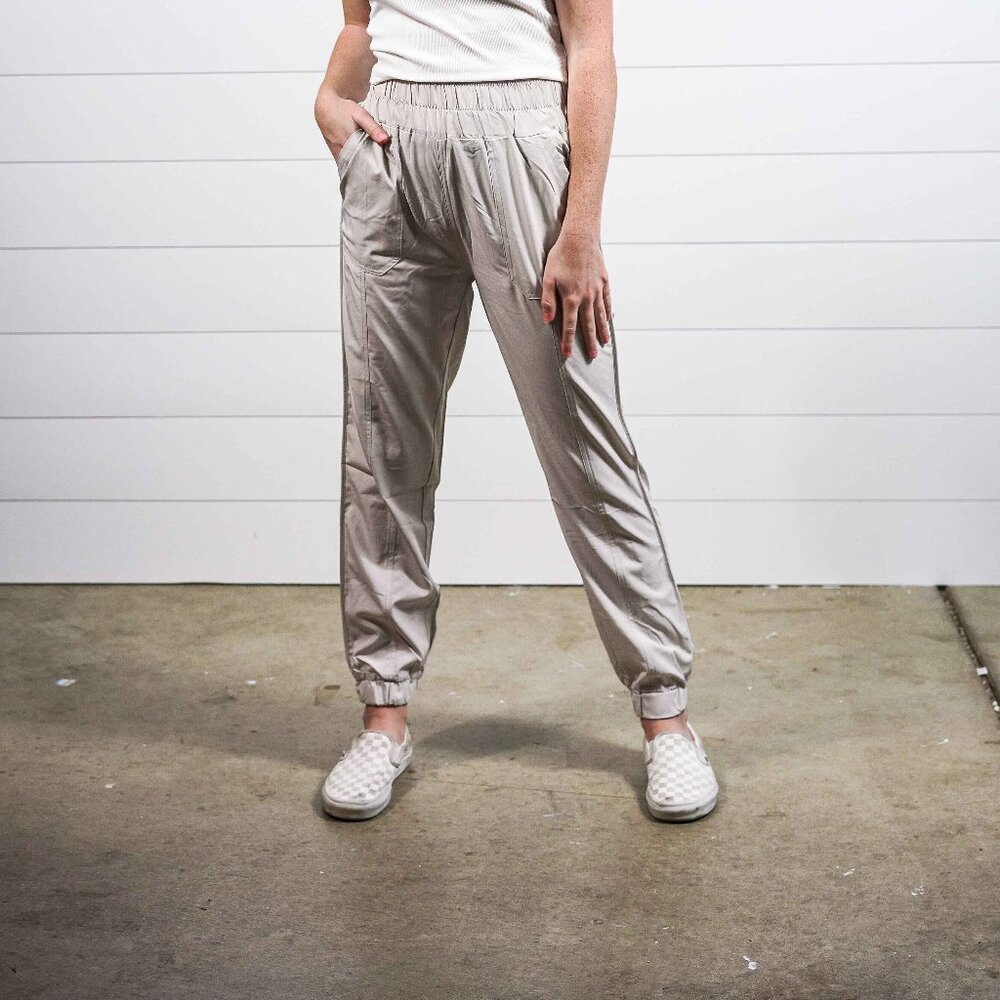 High Waisted Joggers (Coconut Milk)